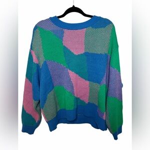💜 ASOS DESIGN Colorblock Patchwork Knit Sweater – M 💙